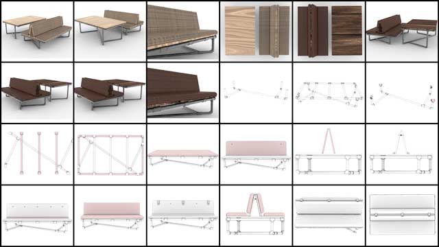 Iris Hsu (Industrial Designer), continued finalizing the Pipe Couch designs for the Duplicable City Center library working on the renders you see here for the couch assembly instructions.