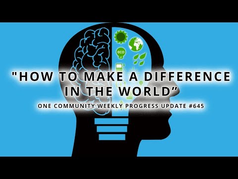 How to Make a Difference in the World - One Community Weekly Progress Update #645