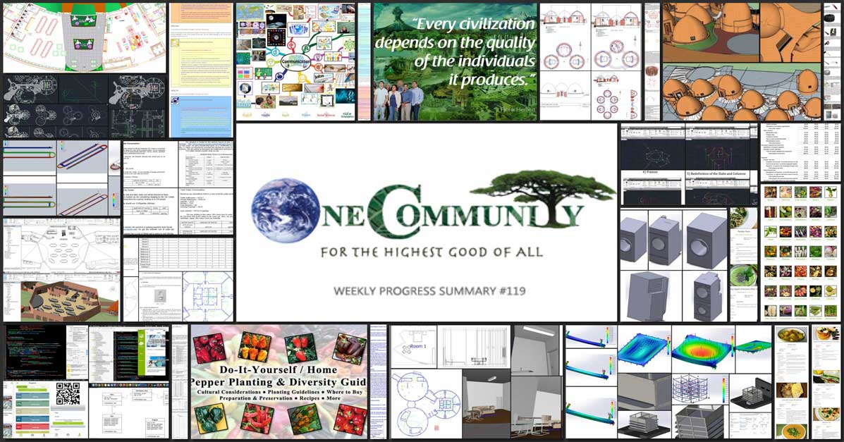 Pragmatic Utopia Creation - One Community Weekly Progress Update #119