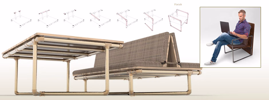 Pipe Furniture Construction Icon, DIY pipe chair, DIY pipe table, DIY pipe shelving, DIY ppipe couch, recycled pipe construction, building with pipes, pipe furniture, open source pipe designs, eco-pipe construction, Duplicable City Center Pipe Furniture, green living, sustainable community, upcycled pipe designs, One Community