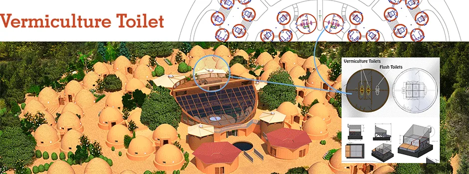 Vermiculture Toilet Header, vermiculture waste processing, vermiculture composting, worm composting, earthbag village, earthbag construction, worm composting, Highest Good food, Highest Good housing, One Community