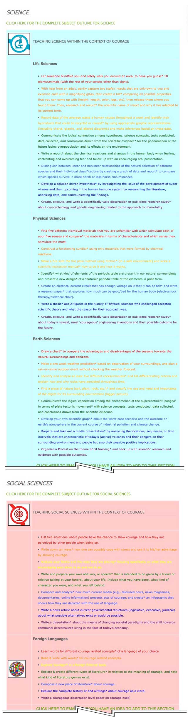 This last week the core team transferred the third 25% of the written content for the Courage Lesson Plan to the website, as you see here. This lesson plan purposed to teach all subjects, to all learning levels, in any learning environment, using the central theme of "Courage" is now 75% completed on our website.