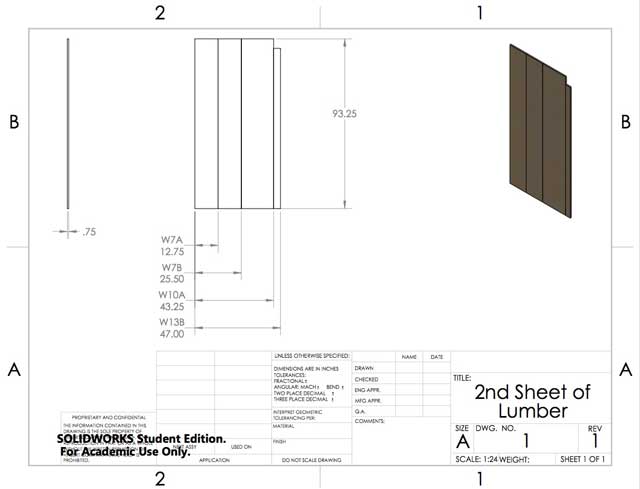 Sal Rubio (Industrial Designer) also continued working on creating professional do-it-yourself Earthbag Village Murphy Bed furniture assembly instructions. What you see here is week 5 of this process and our first version of instructions for cutting the proper pieces.