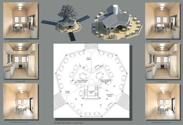 Working on the Tree House Village (Pod 7), Jesika Rohrbach (Architectural Drafter, Designer, and 3-D Modeler) created this presentation proposal