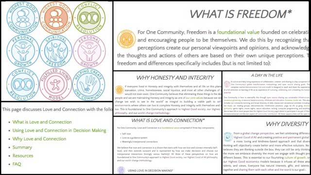 This last week the core team created new icons for the Pledge page and updated the formatting for that page and updated the formatting and added new menus to the tops of the associated values pages for Love and Connection, Honesty and Integrity, Fulfilled Living, Freedom, Diversity, Contribution, Consensus/Decision Making, Community, and Communication.