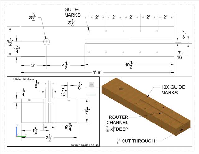 Jessica Zynda (Drafter and Designer) also completed this final CAD drawing of the slider we'll be using to place and stabilize finishing nails for use between the different earthbag courses.