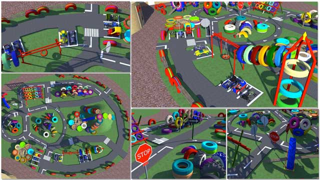 Eco-Flow and Function - Recycled Materials Village, One Community blog 247, The core team continued Sketchup design for the open source outdoor areas of the Recycled Materials Village (Pod 6). This week we added the racetrack road design, as shown here.