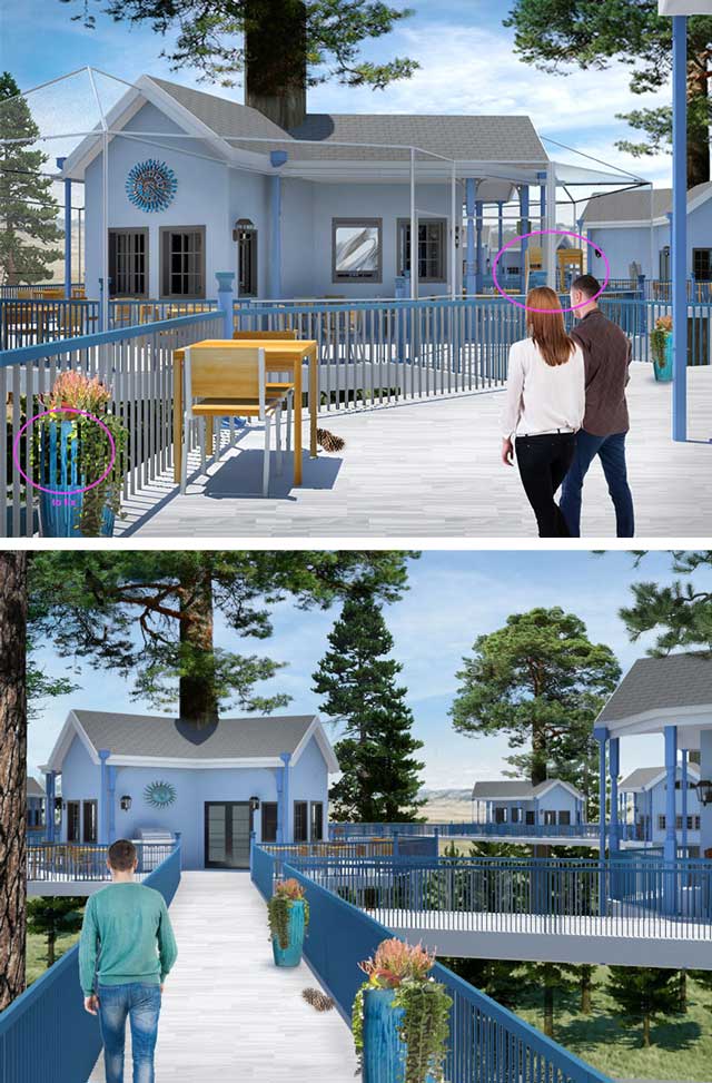 Creating Something Good for Everyone, In addition to this, the core team continued development of the two Tree House Village (Pod 7) renders shown here, updating trees, adding people, and other aesthetic elements.