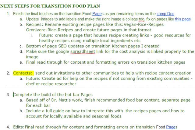 This last week the core team created an action plan and images for our Transition Kitchen page. You can see images of that work here:, whole-systems approach to eco-living