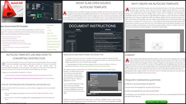 Creating a Better World , This week the core team finished the Open Source AutoCAD Template page and tutorial. This included updated menus, images, formatting, added resources, and more