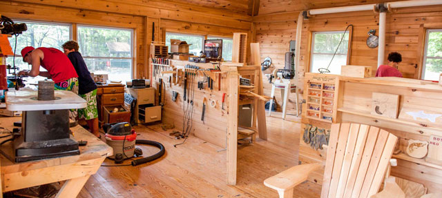 Woodwork maker's space, open source woodworking, carpentry, Cob Village, green living