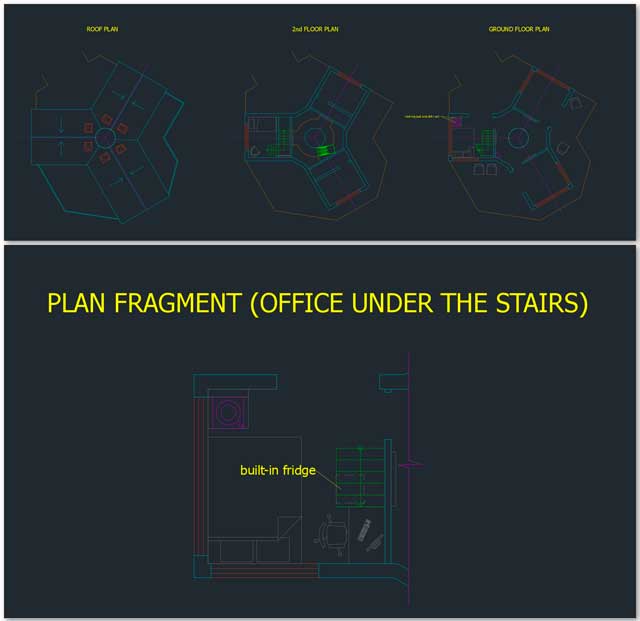 Eco-systemic permanence, Mihaela “Michelle” Pinzaru (Interior Designer and Architectural Drafter) also completed her 5th week working on the Tree House Village (Pod 7) residential designs. This week she created a new AutoCAD file mirroring the floor plan updates she’s been working on in 3D.