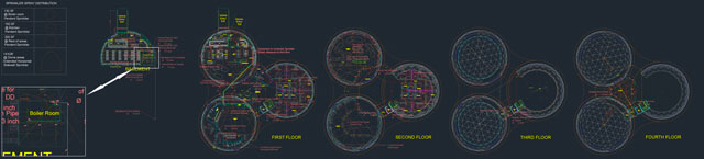 Open Source Emergency Sprinkler Design, Sprinkler Coverage, Duplicable City Center, One Community