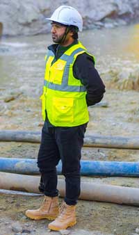 Personal Protective Equipment for building a parking lot, Hi-Viz, goggles, sustainable parking lot guide, parking lot construction, green living, eco-village construction