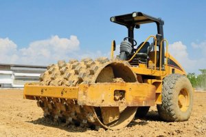 sheepsfoot roller, compaction, compaction site, steel drums, construction site, project site, project, construction