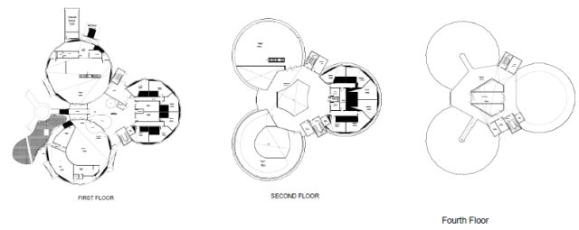 Figure 11, Illustration of the Total Regularly Occupied Floor Area with Views, first floor, second floor, third floor