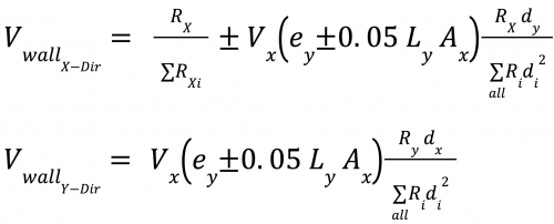 6.8.8.10. Rigid Diaphragm Analysis, one community engineering page, equation image 3, Distribution of Shear and Torsion to Seismic Force Resisting Members, X-Direction 