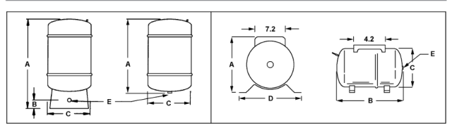 Pressure tank dimensions, there are three main types of pressure tanks, air-over-water pressure tanks, diaphragm pressure tanks, and bladder pressure tanks, The air-over-water tank is a simple and old pressure tank where both un-pressurized water and pressurized water are kept in the same chamber without any separation, Air will dissolve in the water and more water is filled into the pressure tank that neutralizes the pressure tank, Draining water from the filled pressure tank after a certain period rejuvenates the capacity of the pressure tank