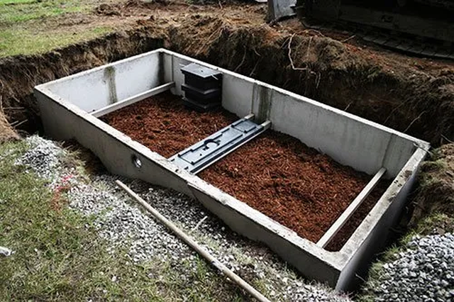 Concrete Septic Tank, underground structures made of reinforced concrete, designed for the treatment and disposal of household wastewater, divided into two compartments, an inlet for wastewater entry and a larger compartment for the settling and decomposition of solids, as wastewater enters the tank, solids settle at the bottom, while lighter substances float to the top, bacteria present in the tank naturally break down organic matter, the clarified liquid, called effluent, exits the tank through an outlet pipe for further treatment or dispersal into a drain field, Concrete septic tanks are known for their durability, resistance to corrosion, and ability to withstand high groundwater pressure, Regular maintenance, including periodic pumping, ensures their optimal performance