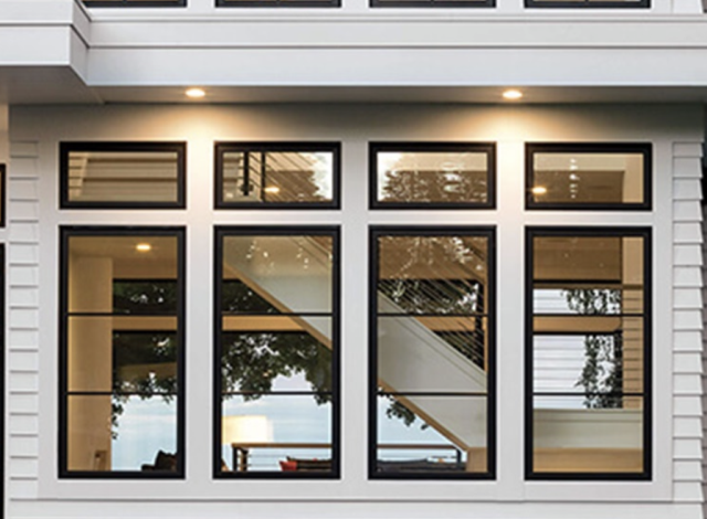 Marvin Elevate Casement Windows, made of fiberglass and wood, The wooden exterior gives a modern look to the design protecting it from mold and weather conditions, the wooden interior creates a warm and classic feel. These windows have a narrow frame in combination with great performance values for double windows, yhe product has a good fire resistance and is also resistant to extreme weather conditions thanks to the fiberglass on the outside, this product has a 50-year lifespan and a 20-year limited warranty.