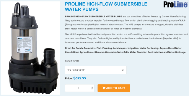  Proline High-Flow 1.0 HP Submersible Water Pump, A pump is necessary to deliver water from the storage tank, through the water treatment, to the points of use such as faucets or toilet,. Important pump selection factors, the flow rate required for your household, the pressure or head required, pump style and its electrical requirements, and pump location. 