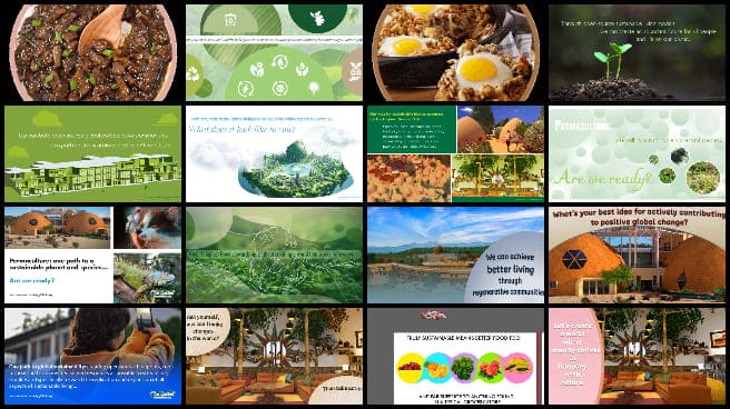 Sustainable Free-shared Ecology, graphic designs, recipe images, social media images, rhetorical questions, village illustration, website formatting, SEO projects, social media strategy, digital communication strategy, Adobe design tools