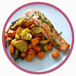 Braised Vegetables With Baked Salmon