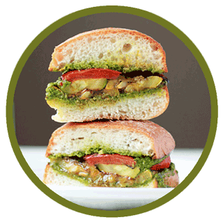 Grilled Vegetable Sandwiches with Pesto