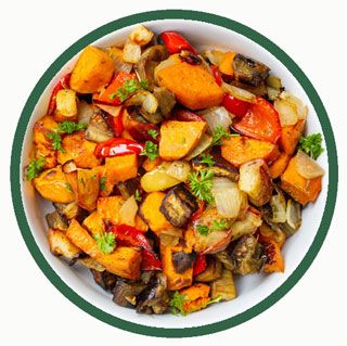 Oven Baked Sweet Potato and Sauteed Vegetables