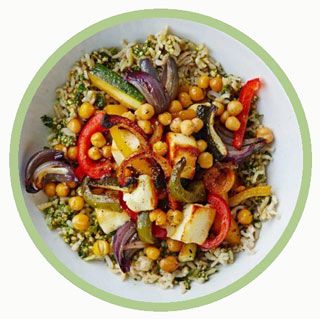 Herb Rice with Roasted Vegetables and Chickpeas