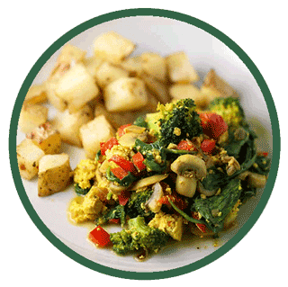 Pan Fried Potatoes With Tofu Scramble