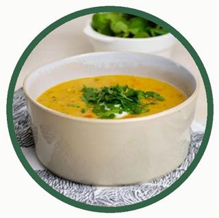 Baked Potato And Curried Red Lentil Soup