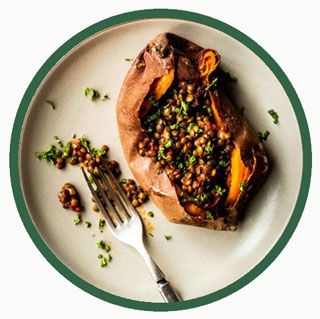 Smoky Lentil Stuffed Sweet Potatoes