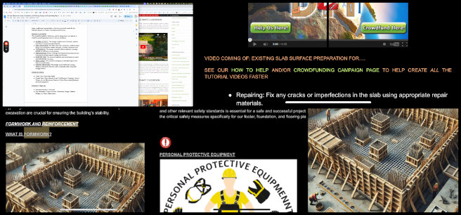 Highest Good Education, Pioneering Global Zonal Master Planning, One Community Weekly Progress Update #600, Ultimate Classroom Footer revision, Foundation and Flooring Design Tutorial, Engineering Report feedback, second draft development, open-source project updates, PDF resource backup, quick access links, document spacing improvement, AI-generated images, Formwork section enhancements