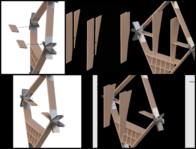 Duplicable City Center, Tending the Human Garden, One Community Weekly Progress Update #601, Dormer window instructions, graphic design, wood identification, assembly slides, materials list, dimension layout, image editing, architectural instructions, design feedback, construction visualization