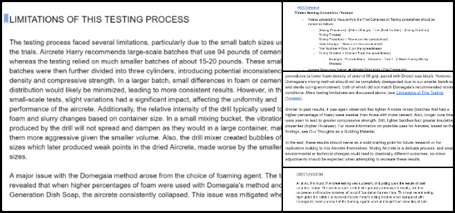 Aircrete Testing, Tending the Human Garden, One Community Weekly Progress Update #601, Aircrete, Aircrete compression testing, environmental science, open source model, housing solutions, sustainable building materials, construction innovation, Tad Matlock, human garden, document review