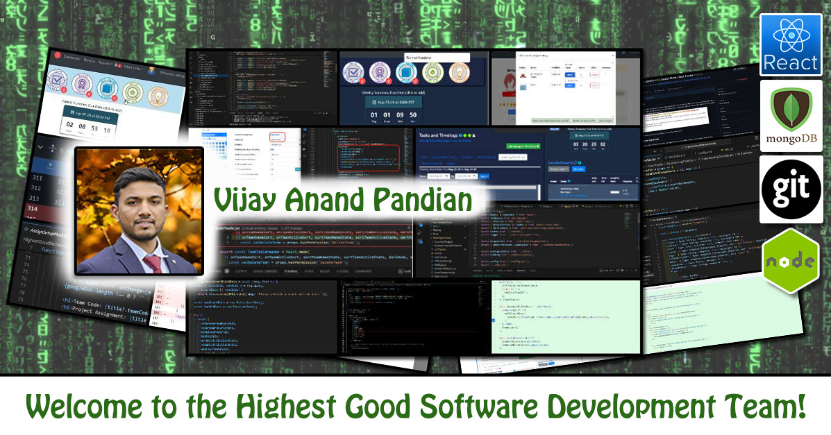 Vijay Anand Pandian, One Community Volunteer, Highest Good collaboration, people making a difference, One Community Global, helping create global change, difference makers