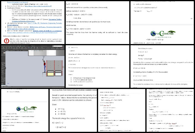 Vermiculture, Becoming the Most Reparative Element, One Community Weekly Progress Update #603, Hammer swing force research, CAD model eco-toilet cabin, team meeting participation, finite element analysis winch system, task list modification, document formatting completion, hammer impact force calculations, vermiculture collaboration update, recalculated FEA numbers, eco-toilet space calculation