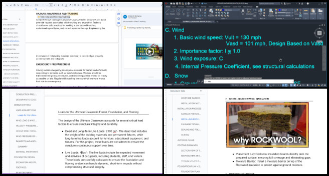 Highest Good Education, Developing Highest Good Eco-cooperative Solutions, One Community Weekly Progress Update 605, Ultimate Classroom Project, Structural engineering report, Load factor analysis, Trench and excavation safety, Foundation engineering, AutoCAD drawing tutorials, Live load analysis, Footer and flooring design, Dead loads vs. live loads, Engineering project training