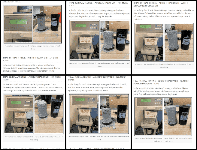 Recipes, Becoming the Most Reparative Element, One Community Weekly Progress Update #603, Aircrete engineering, aircrete compression testing, aircrete mix ratios, R-value aircrete, aircrete safety verification, aircrete structures, resizing aircrete images, aircrete mixing procedures, aircrete research tools, aircrete design resources