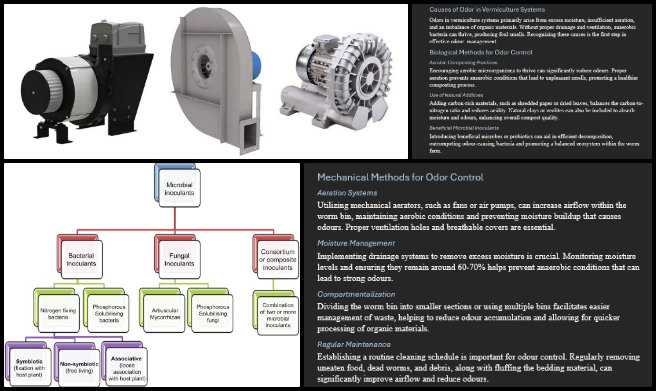 Developing Highest Good Eco-cooperative Solutions, One Community Weekly Progress Update #605, odor control methods, vermiculture systems, biological options, mechanical options, odor control report, pest management strategies, vermiculture build integration, odor prevention, biological control, mechanical control
