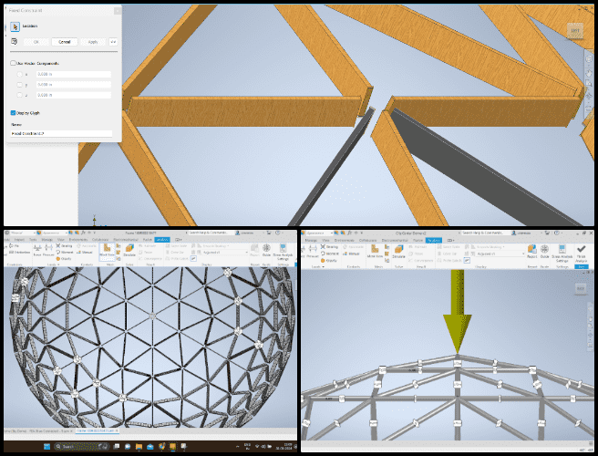 Duplicable City Center, Becoming the Most Reparative Element, One Community Weekly Progress Update #603, Finite Element Analysis, vertical load analysis, dome structure, structural analysis, boundary conditions, mesh creation, static analysis, traditional dome, structural integrity, engineering analysis