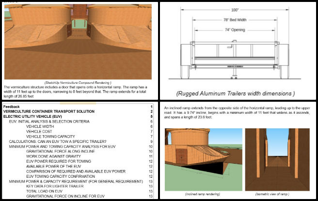 vermiculture toilet, creating patterns of positive change, one community weekly progress update #608, vermiculture structure, rendering update, design revision, seo content optimization, narrow-body design, trailer design, content alignment, resource references, calculation clarification, seo headings adjustment