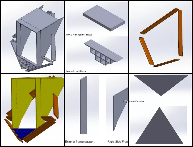 Duplicable City Center, Cooperatively Building a World that Works for Everyone, One Community Weekly Progress Update #610, part drawings for dormer components, second-floor dormer design, dormer design stackups, steep angle dome structure, stacked diamond assembly, dormer attachment methods, dormer insulation planning, dormer window frame design, outer enclosure for dormers, dormer concept sketching.