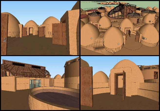 Earthbag Village, Cooperatively Building a World that Works for Everyone, One Community Weekly Progress Update #610, EarthBag Village SketchUp model, integrating atrium space in EarthBag design, ramp and door adjustments for service vehicles, SketchUp base file development, internal and external cluster integration, foundational EarthBag Village model updates, architectural modeling for EarthBag Village, service vehicle accessibility in EarthBag design, EarthBag Village atrium and clusters, foundational updates for EarthBag Village project.