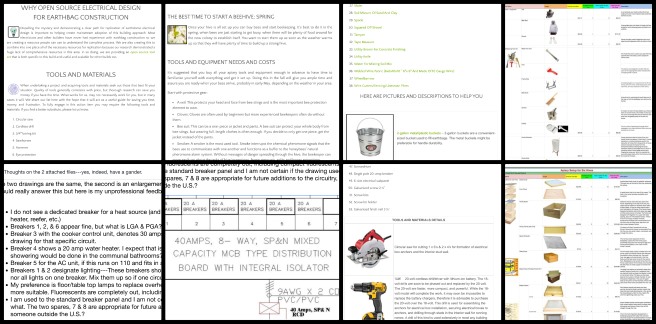 Earthbag Village, Ongoing Path to Making No-Impact Living Mainstream, One Community Weekly Progress Update #609, Earthbag Village Tools Equipment and Materials, Earthbag Village Supplies List, Apiary Tools Equipment and Materials, Apiary Supplies List, Earthbag Domes Village Electrical Drawing, Earthbag Domes Subpanel Recommendations, Sustainable Building Materials Research, Apiary Equipment Review, Weekly Summary Photos Update, Electrical Design Suggestions for Sustainability.