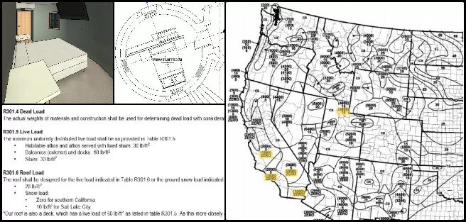 Earthbag Village, Cooperatively Building a World that Works for Everyone, One Community Weekly Progress Update #610, structural research for 4-dome roof, live and dead load requirements, California Residential Code compliance, Revit building code updates, mini-split and TV placement coordination, primary bedroom design adjustments, roof structure design research, building code integration in Revit, load requirement reviews, resolving design coordination issues.