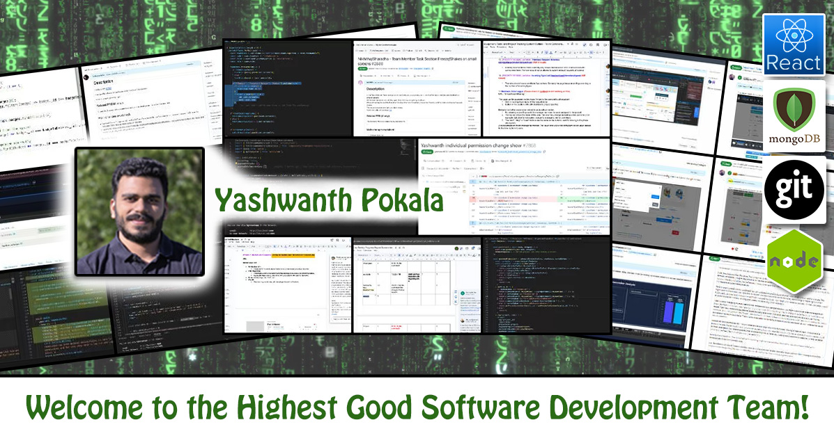 Yashwanth Pokala, One Community Volunteer, Highest Good collaboration, people making a difference, One Community Global, helping create global change, difference makers