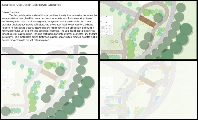 Aquapini and Walipini, Cooperatively Building a World that Works for Everyone, One Community Weekly Progress Update #610, webpage layout planning, sustainable construction drawings, design summary creation, canopy coverage visualization, floor plan samples, webpage documentation sequence, ground cover analysis, construction webpage layout, rendering organization, sustainable design webpage.