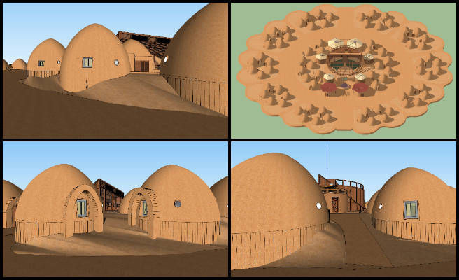 Earthbag Village, Sustainability as a Foundation for Luxury Community Living, One Community Weekly Progress Update #614, SketchUp model refinement, dome design document, contour shape adjustments, door entry modifications, incorporating arches, window dimension updates, 4 Dome CD Progress sheet, living dome specifications, design guidelines consistency, project requirements alignment